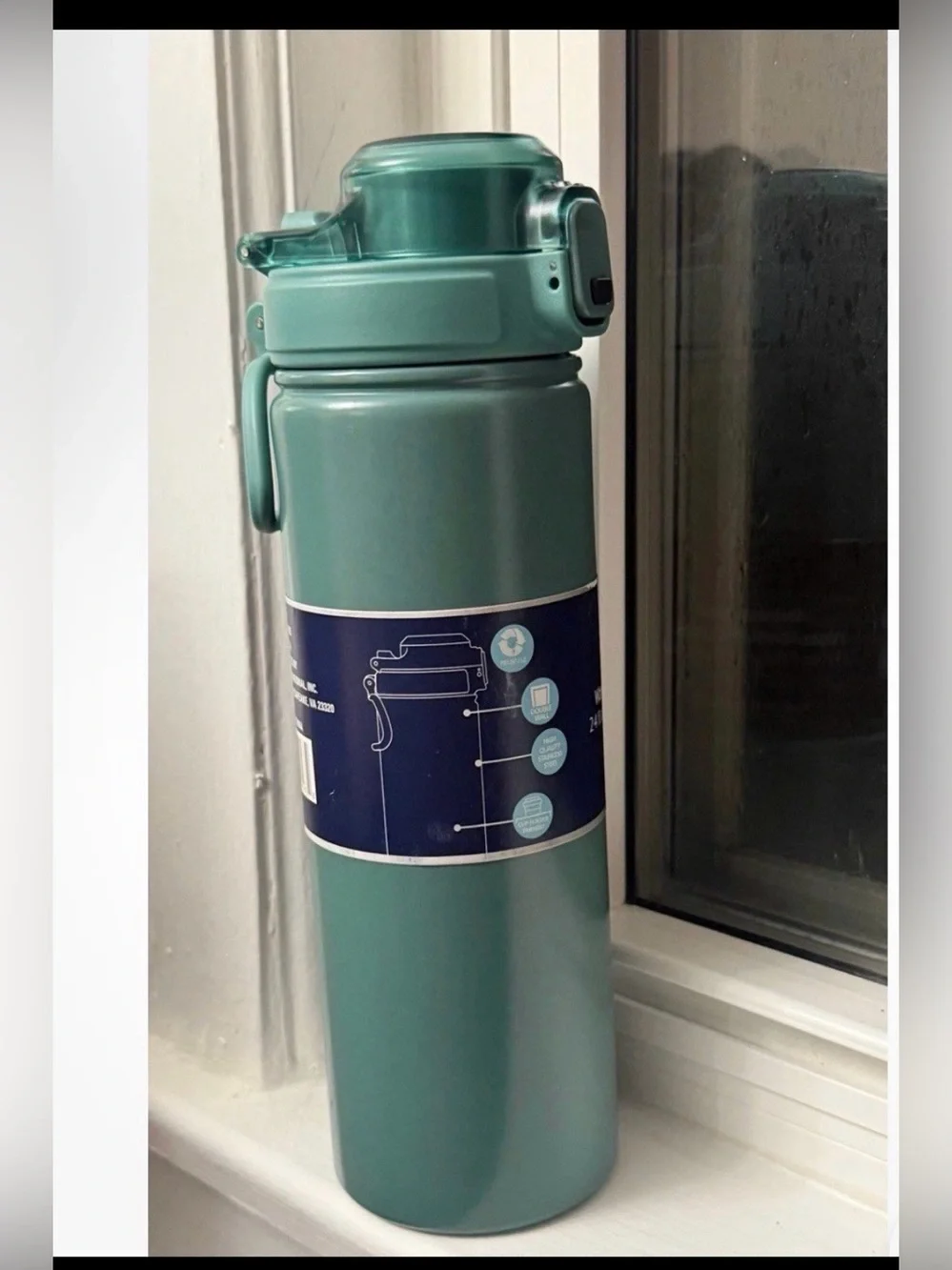 Teal Stainless Travel Water Bottle with Flip Lid
